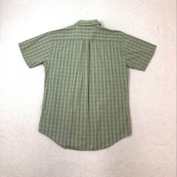 L L Bean Mens Size L Button Down Short Sleeve Pocket Shirt Green - Picture 3 of 7